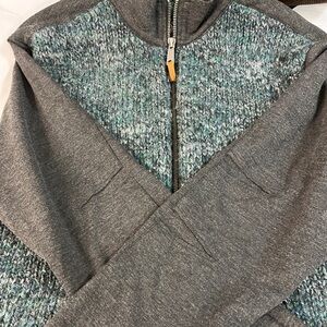 Robert Graham Gray and Blue Green alpaca wool Zip Up Sweater men’s M NWOT